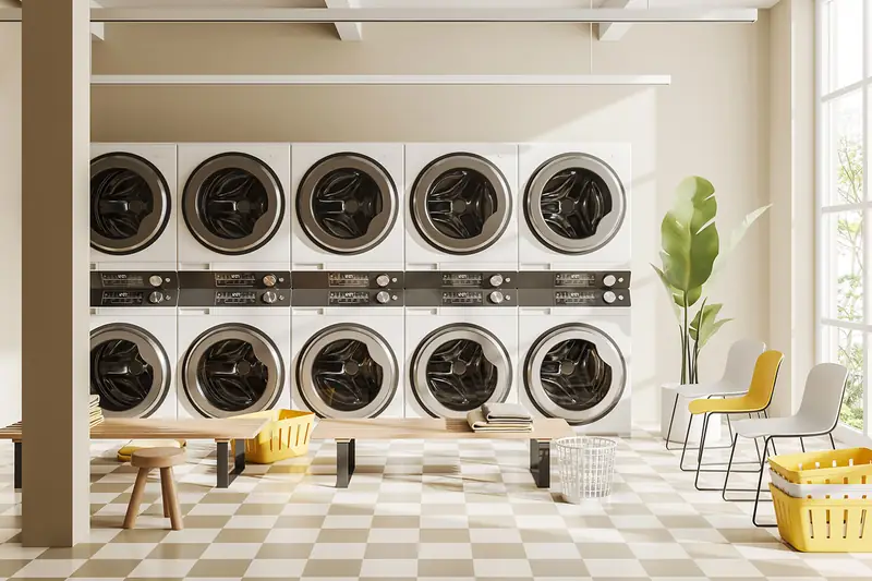 A laundromat, repaying out of the day's takings.
